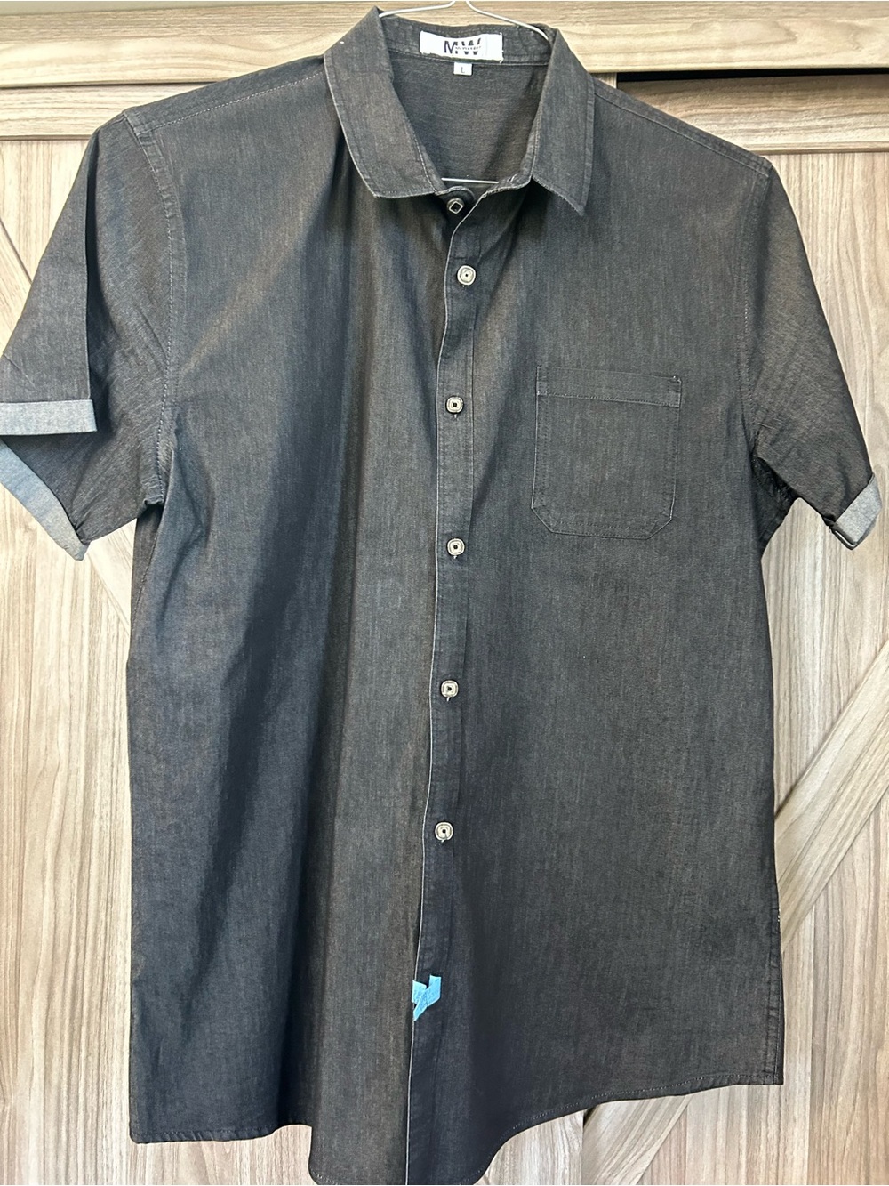 Wander Dark Gray Short-Sleeve Button-Up Denim Shirt